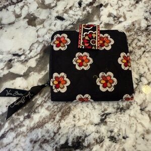 Vera Bradley Black and Pink Floral Wallet (RETIRED 2009 Pirouette pattern)